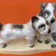 Zoomorphic sculpture cracked ceramic fox terrier dogs