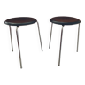 Pair of vintage Dot tripod stool design Arne Jacobsen by Fritz Hansen 1968