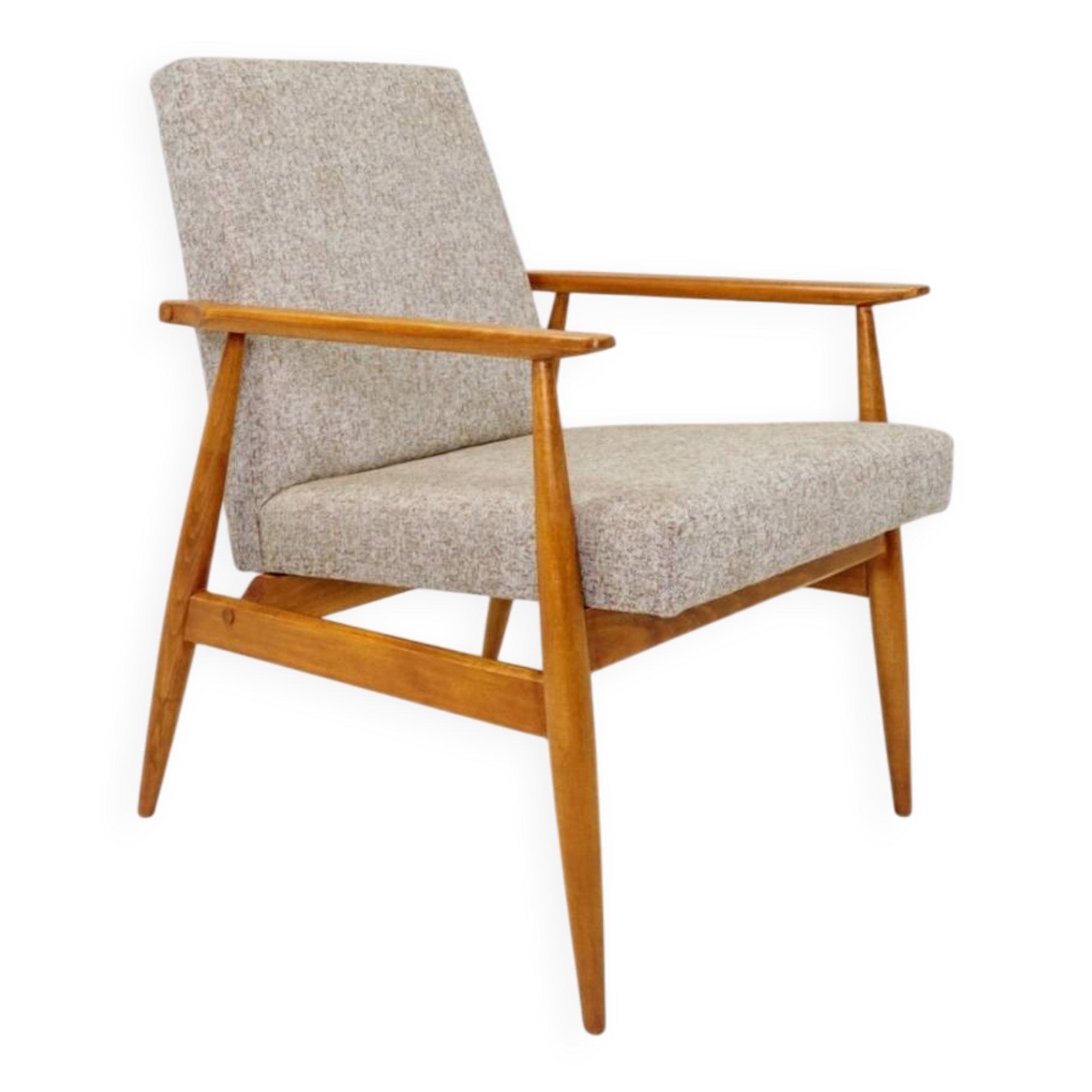 Fauteuil scandinave en tissu tressé beige