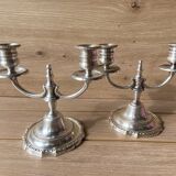 Pair of Candelabra Candlesticks Candle Holders Silver Bronze A. Mourier 1920
