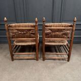 Pair of 20th century straw armchairs