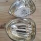 Vintage art deco walnut-shaped box in silver metal