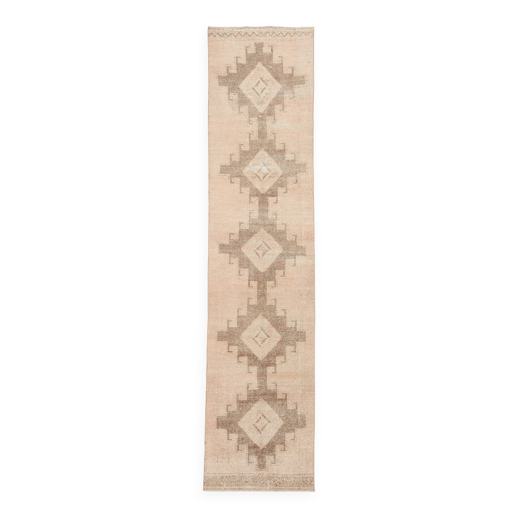 3x12 Beige & Brown Antique Turkish Runner Rug, 90x382Cm