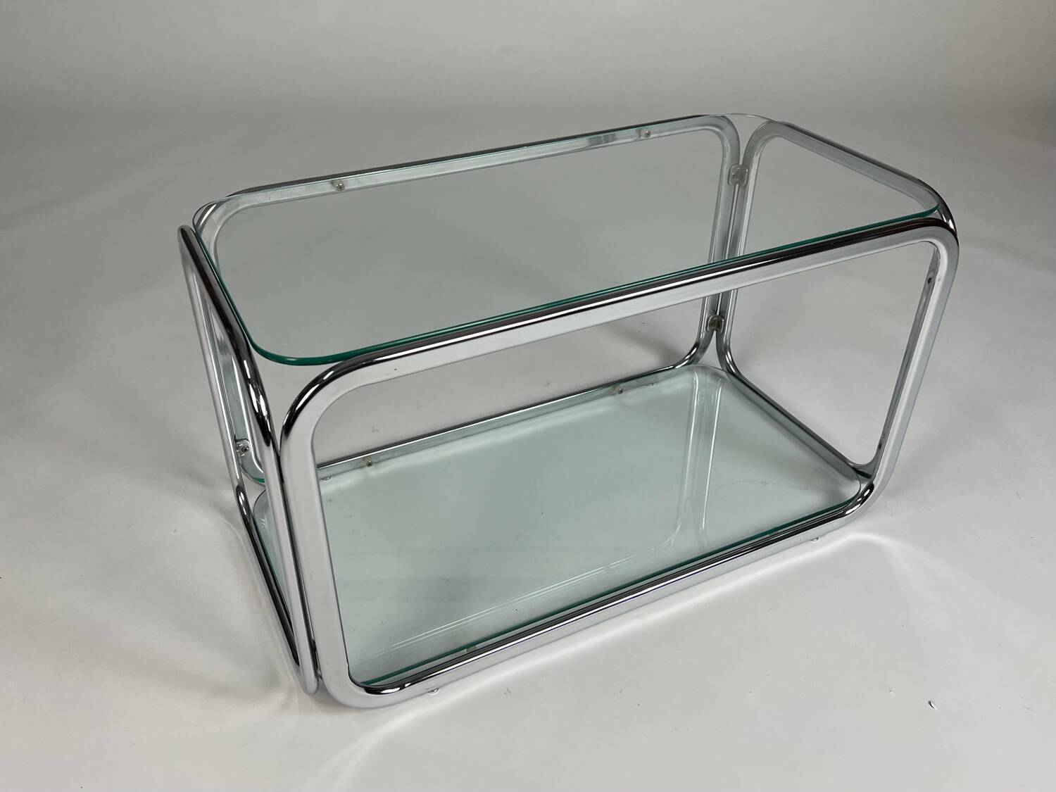 Vintage chrome glass coffee table 70s space age table