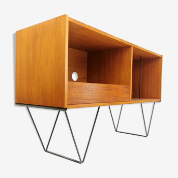 Gibbs teak record sideboard on hairpin legs mid century