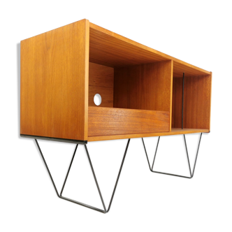 Gibbs teak record sideboard on hairpin legs mid century