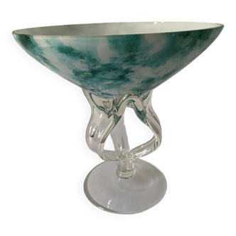 Grande coupe en verre soufflé attribuée à Jozefina Krosno