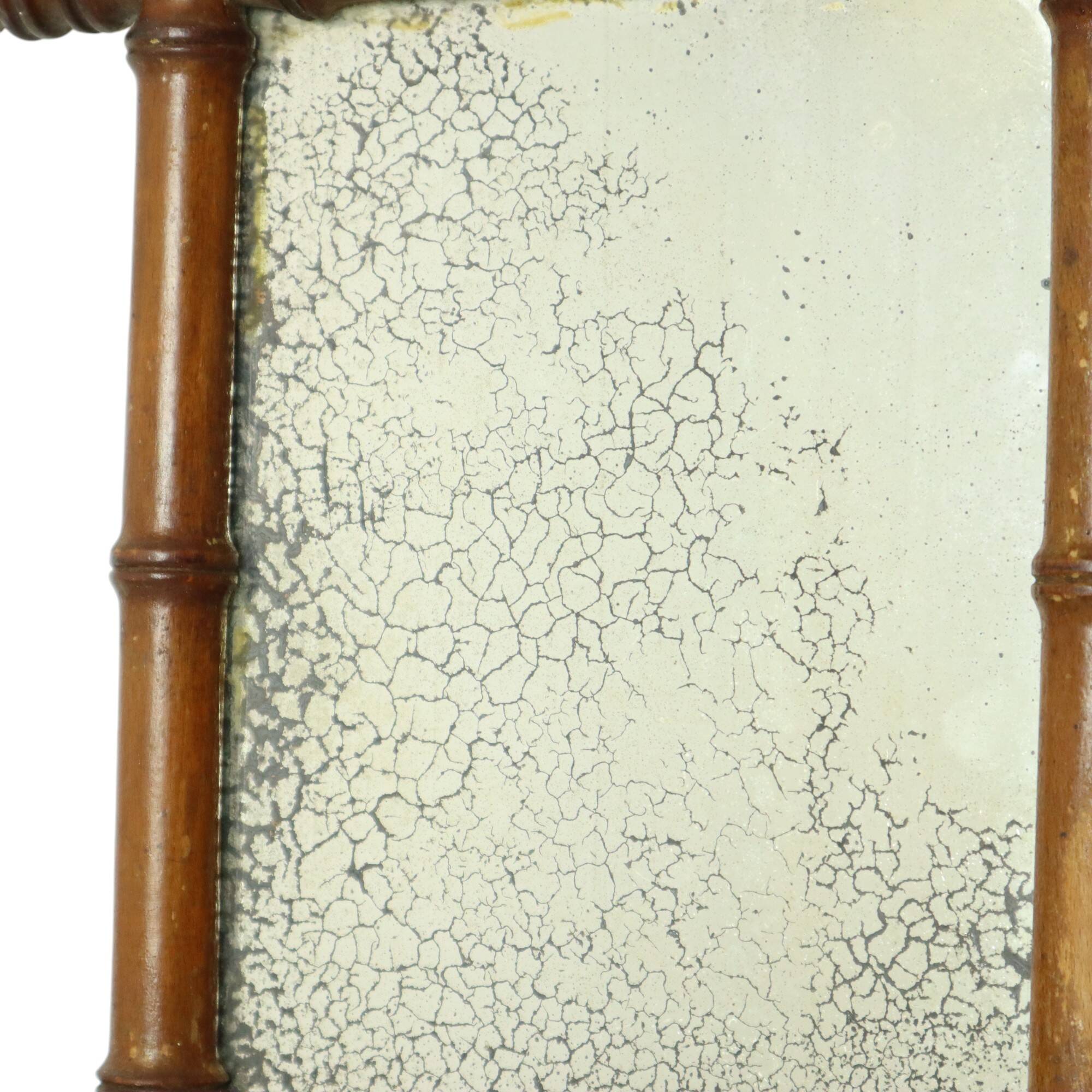 Antique Wooden Faux Bamboo Mirror France 40x34cm