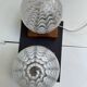 Pair of vintage 80s glass globe table lamps with wooden base