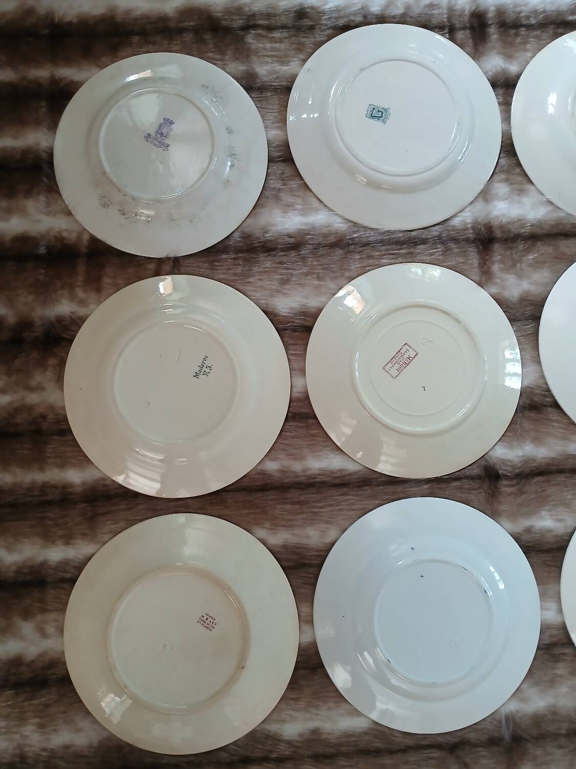 12 antique flat plates in ironstone