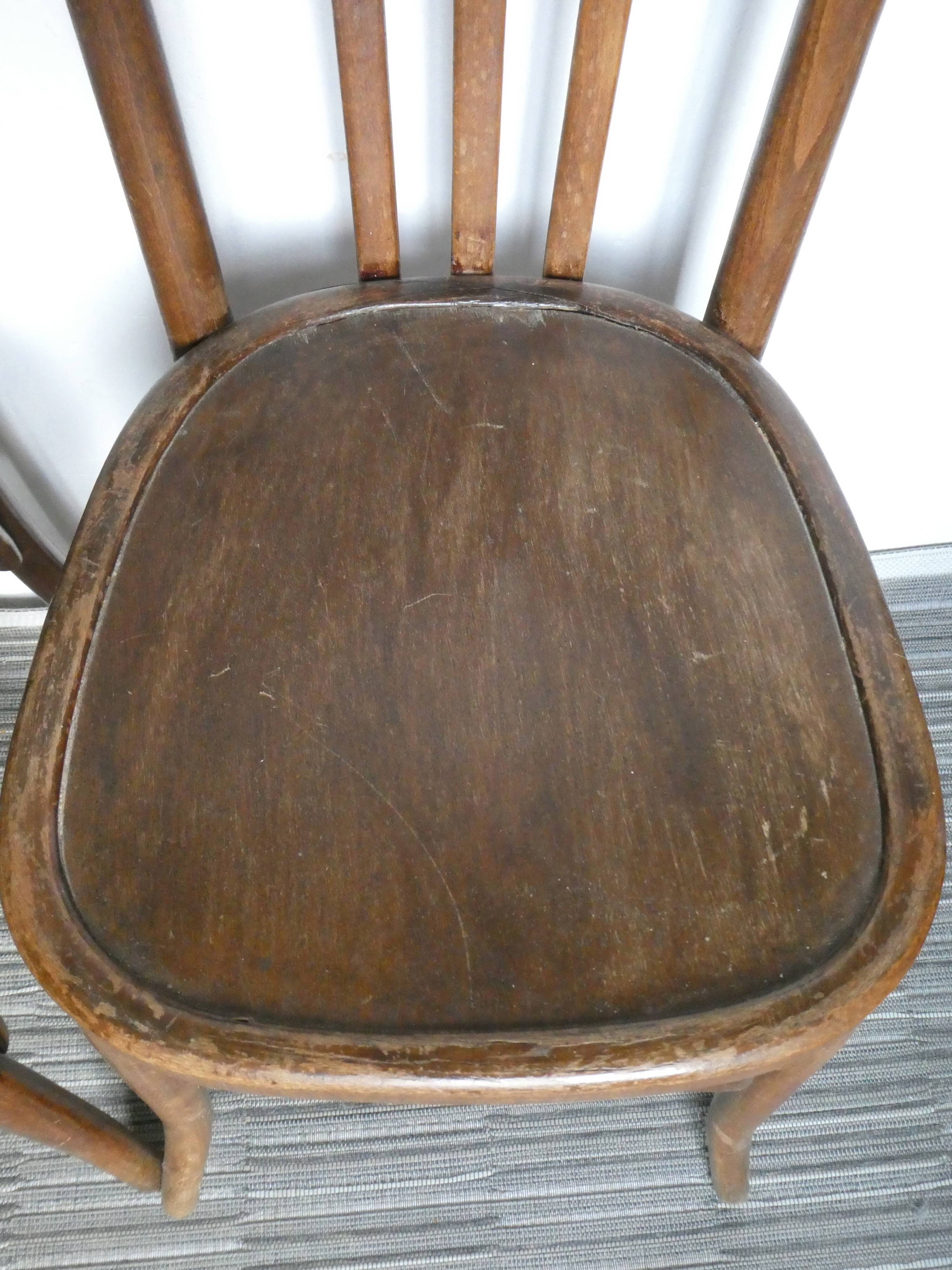 Pair of bistro Mahieu and Fischel bentwood chairs