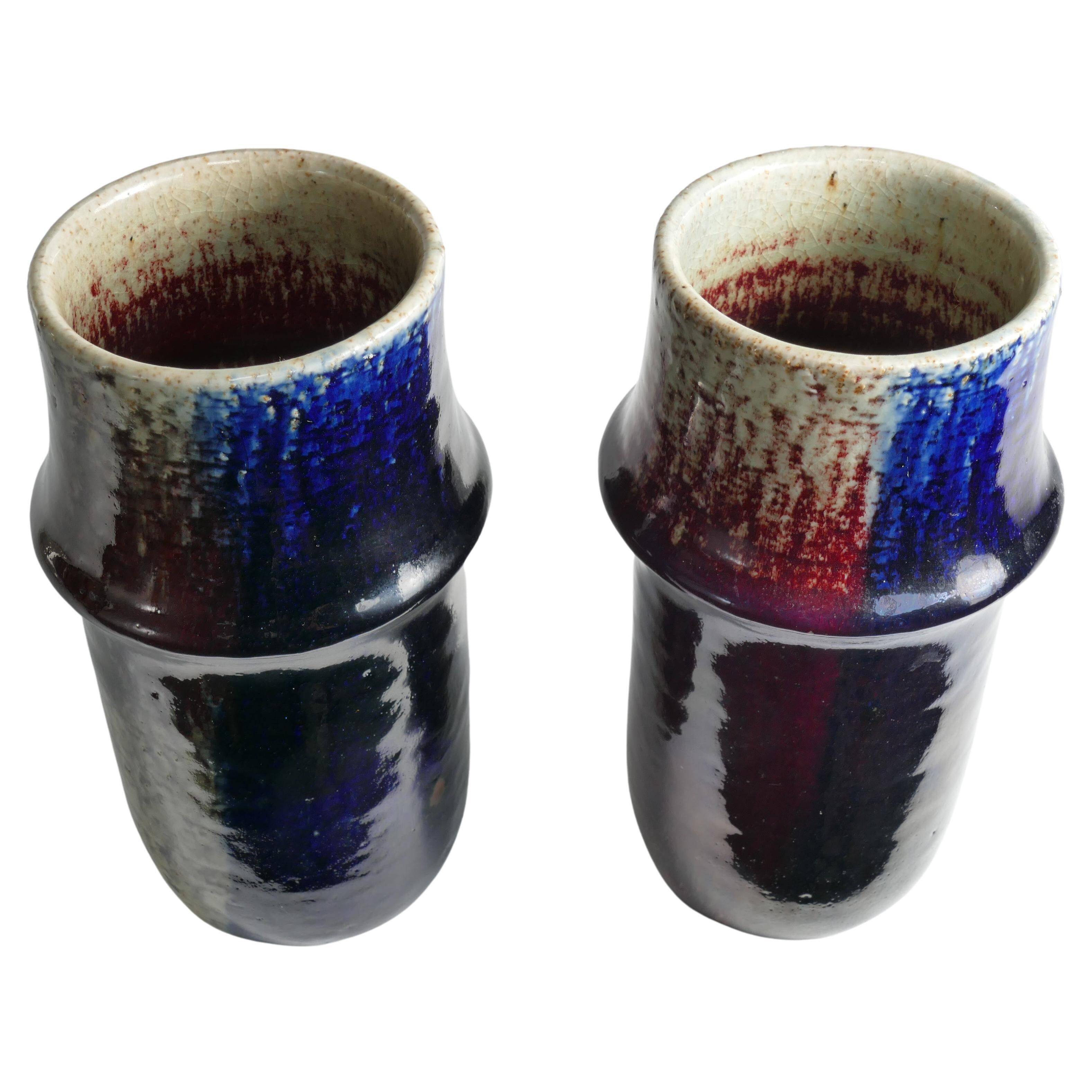 Scandinavian Modern Ceramic Vases, Sylvia Leuchovius, Rörstrand 1976,  Set of 2