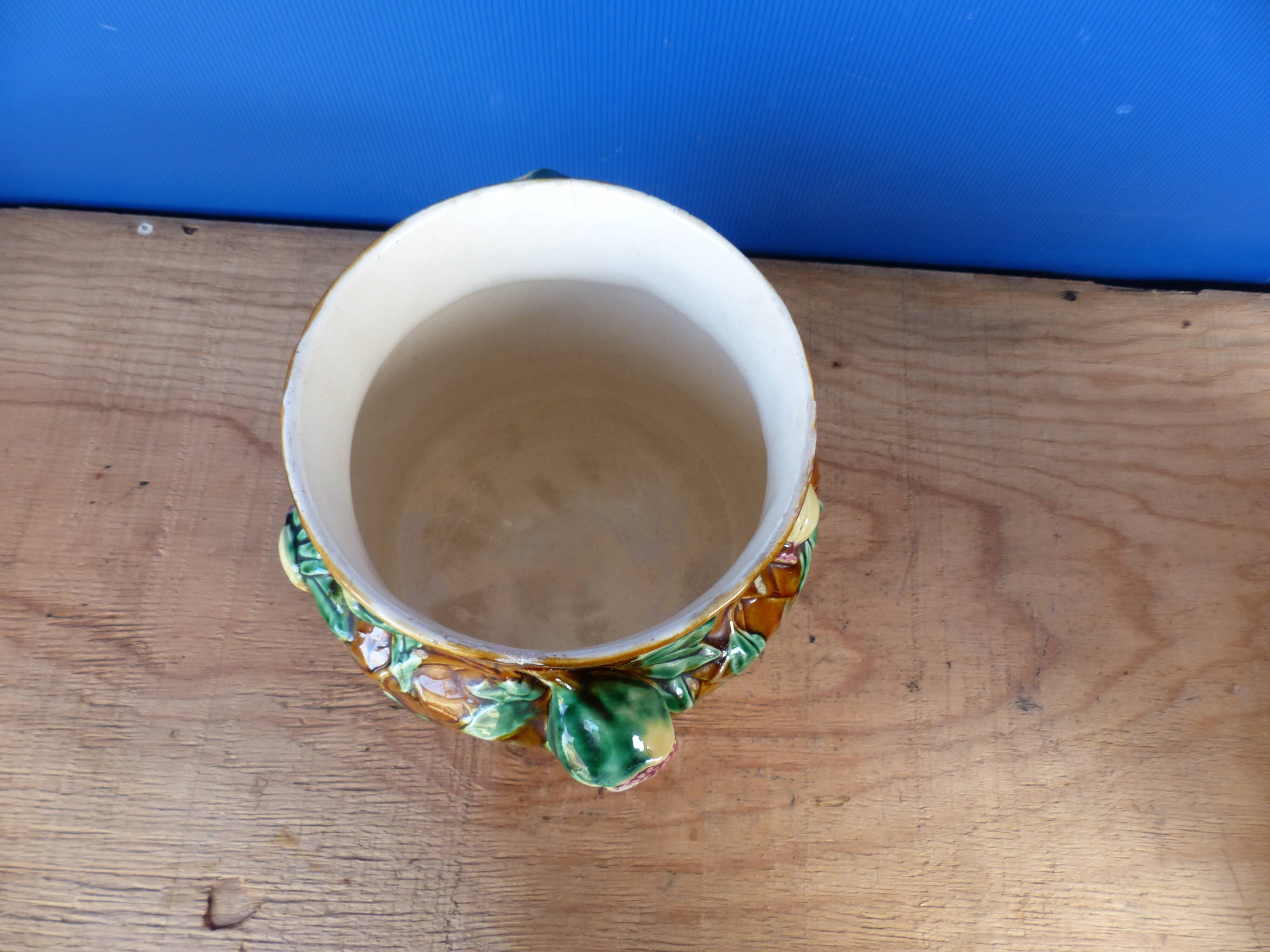 Old salins jar cover kitsch flower vase