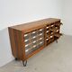 Vintage German Pine Sideboard / Sorting Cabinet with 24 Drawers & Glass Sli