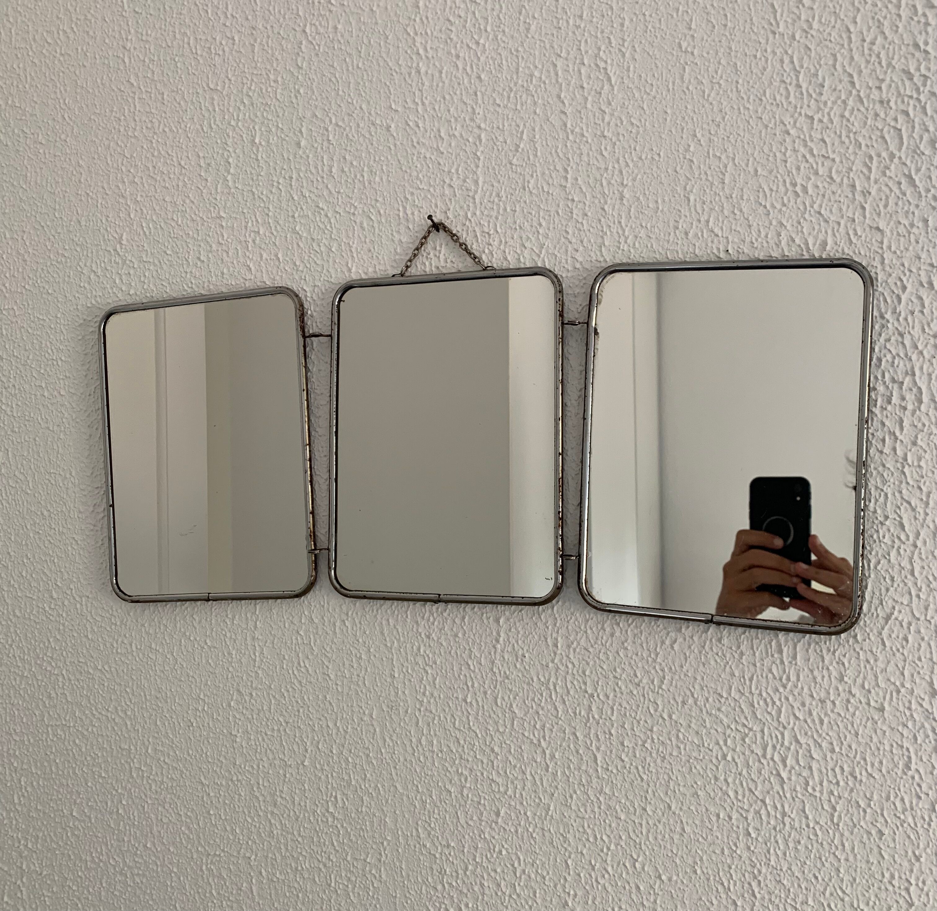 Vintage mirror triptych barber ink stain, 1950, 24 x 56 cm