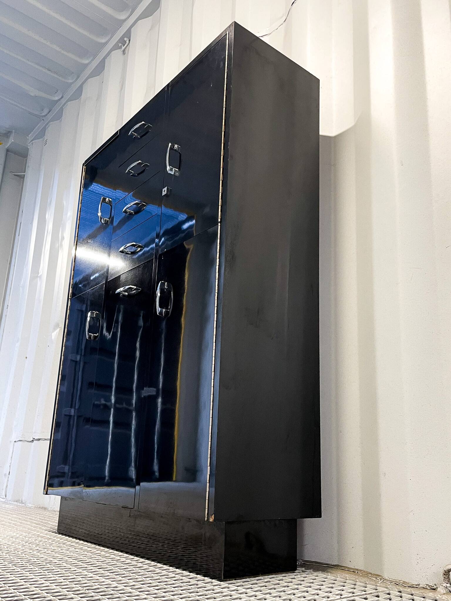 Vintage black Formica cabinet from the 60s