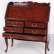 English Mahogany Desk Queen Anne Style, 1970s