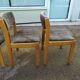 Lot de 4 Chaises en bois blond et tissu gris - Vintage