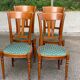 4 solid wood dining chairs with green fabric Louis Philippe 198