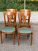 4 solid wood dining chairs with green fabric Louis Philippe 198
