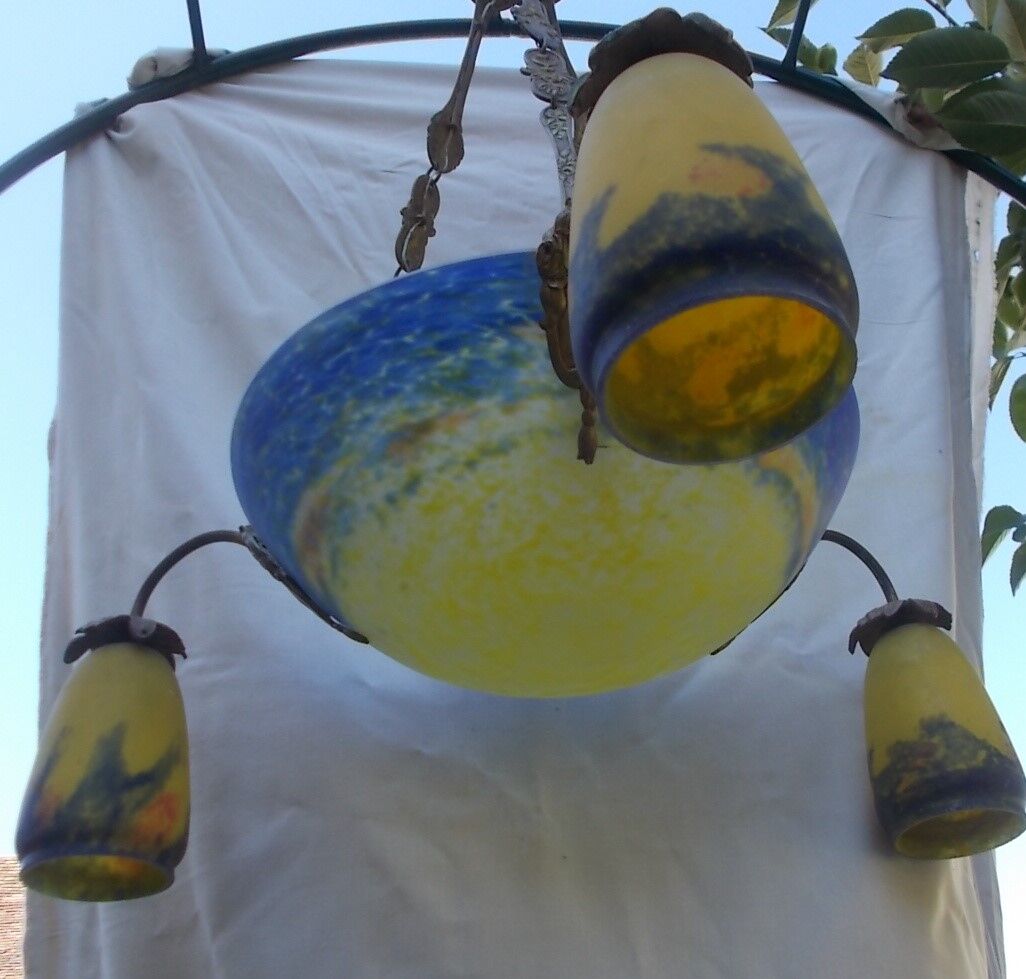 Art Deco chandelier in glass paste