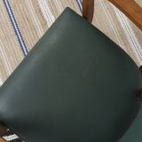 Bridge armchair in green moleskin