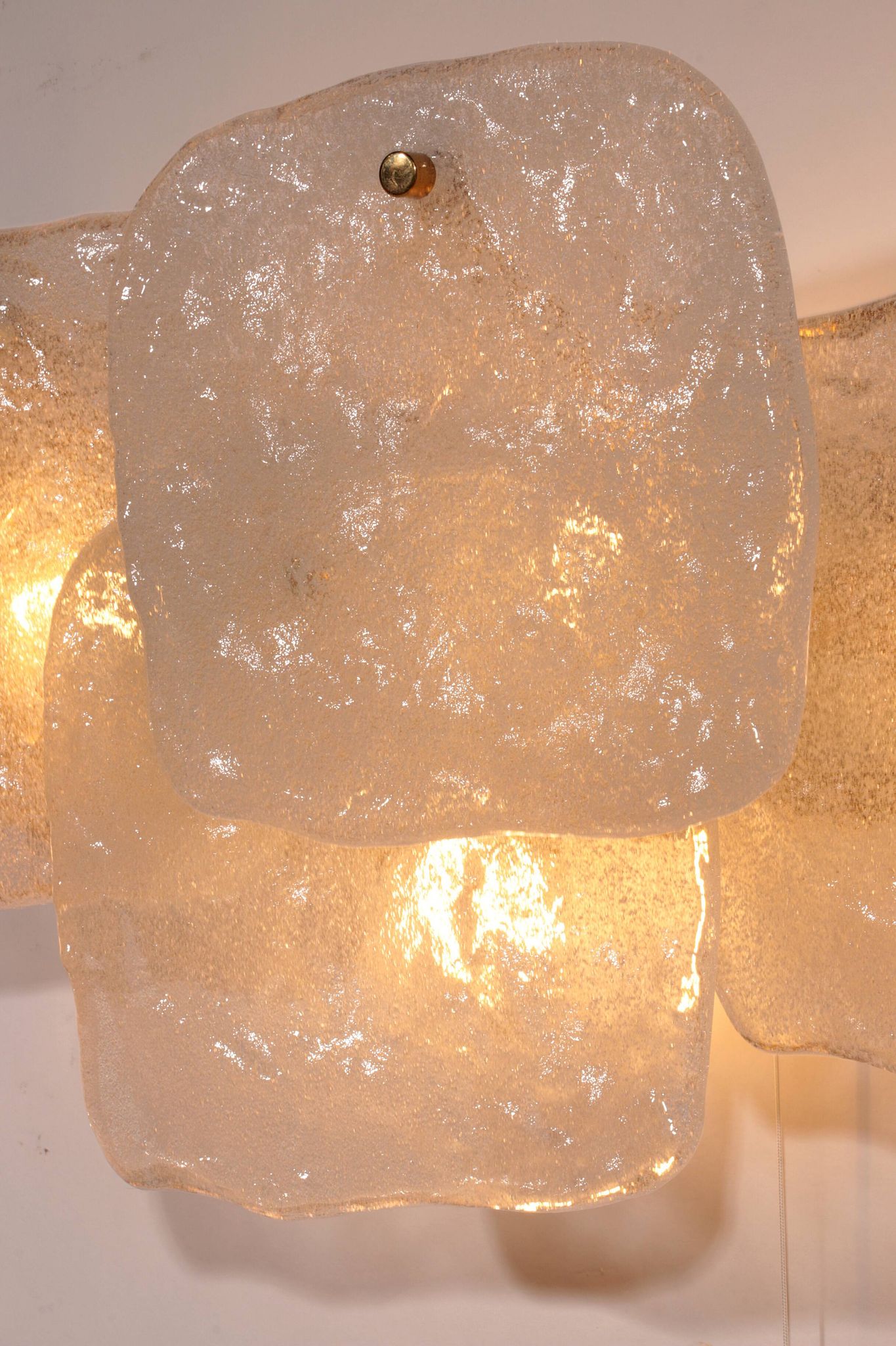 J.T. Kalmar Midcentury Ice Glass Wall Sconces Austria 1960
