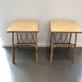 Pair of bedsides in rattan 60