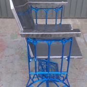 Electric blue metal armchair