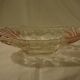 Oval bowl in crystal and frosted glass, pink and frosted.