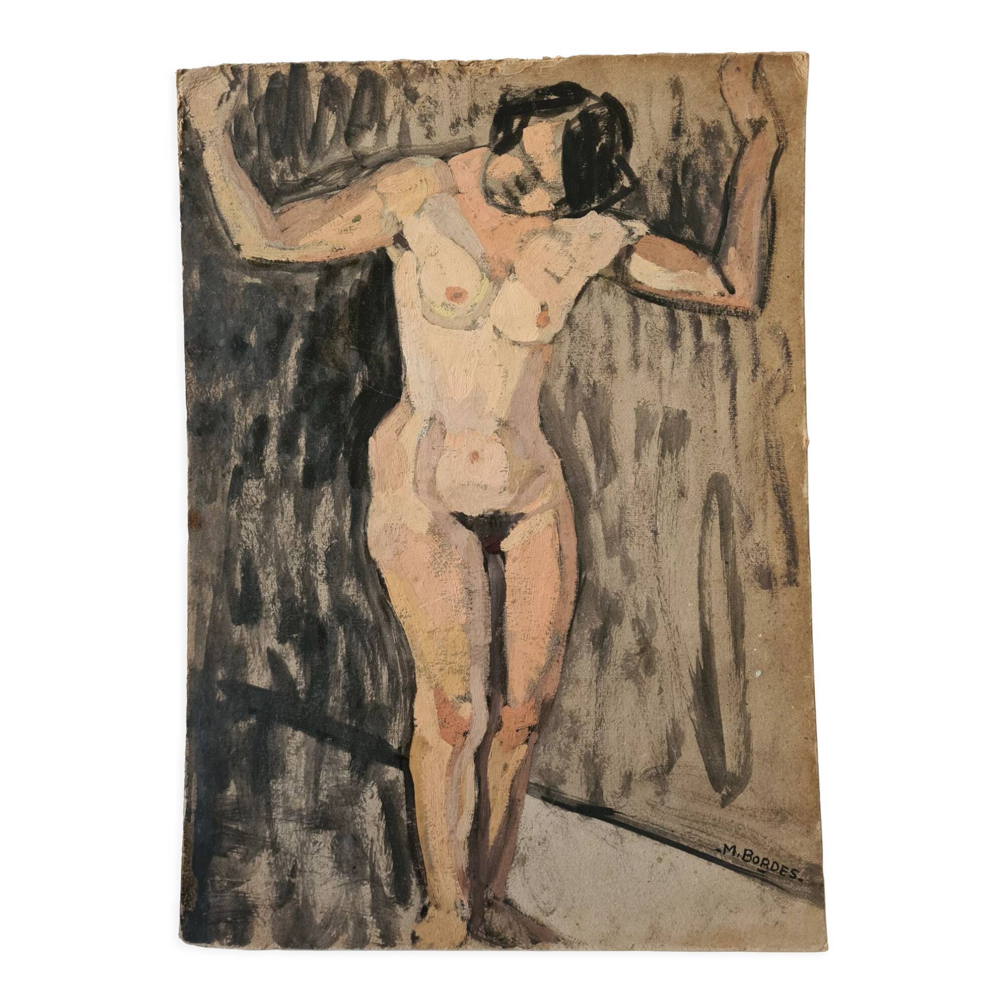 Study of nude in the workshop - oil of 1923 by Bordes
