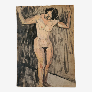 Étude de nu dans l'atelier - huile de 1923 par Bordes