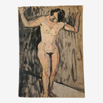 Study of nude in the workshop - oil of 1923 by Bordes