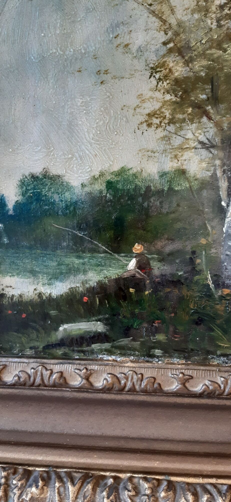 Old painting oil on wood fisherman signed XVIIIth