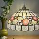 Vintage mother-of-pearl and brass pendant lampshade with fruit decorations