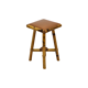 Vintage stool bamboo wood skai leather wooden tabuuret 49cm