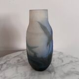 Art Nouveau vase by Gallé in acid-etched glass paste with vegetation