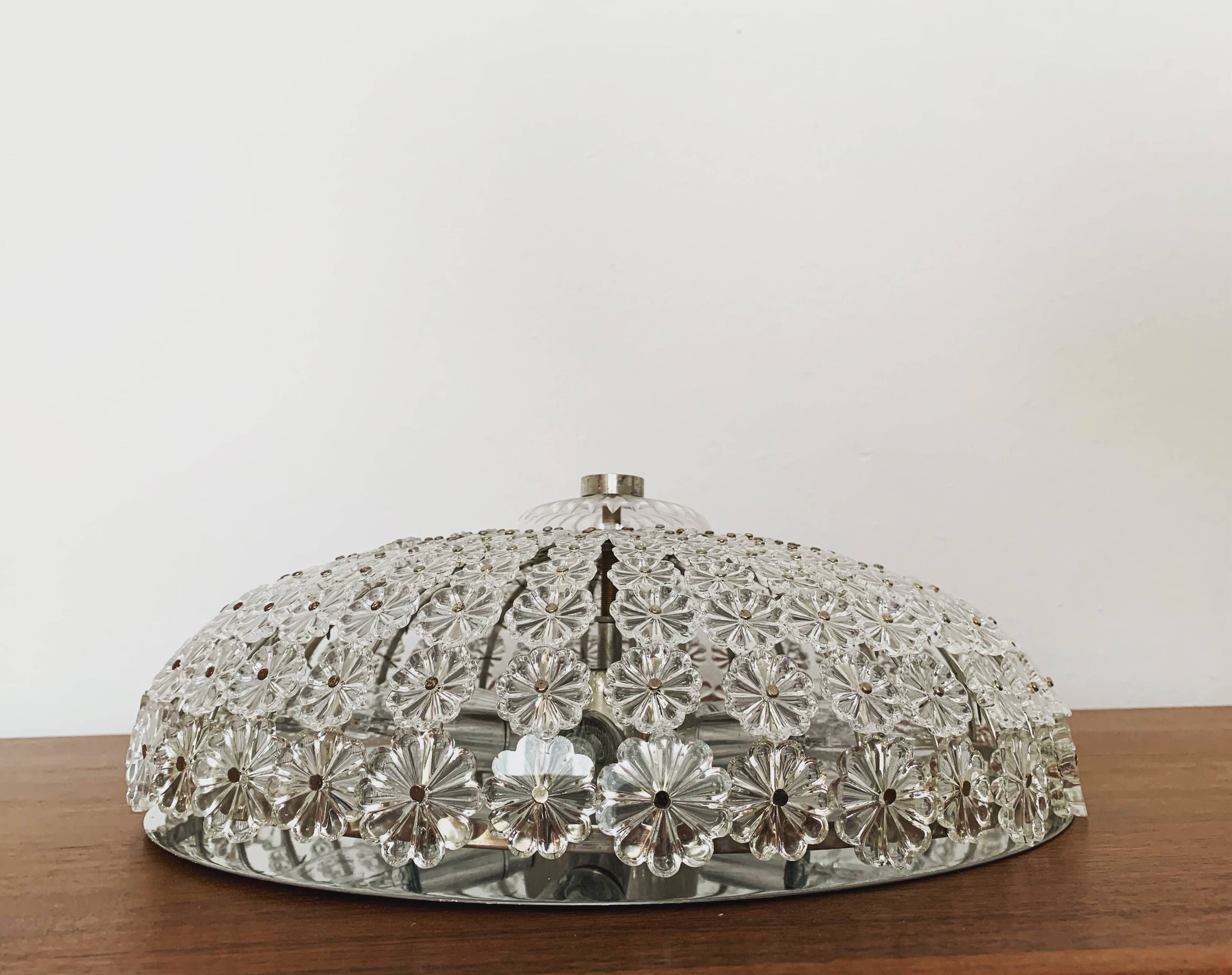Floral Crystal Glass Flush light