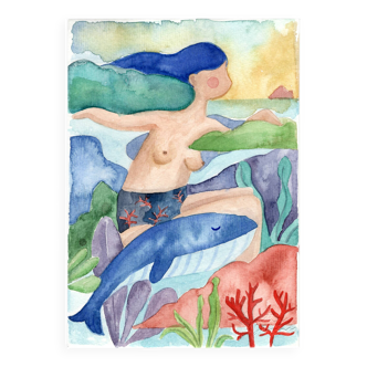 Painting on paper "Like Thetys"