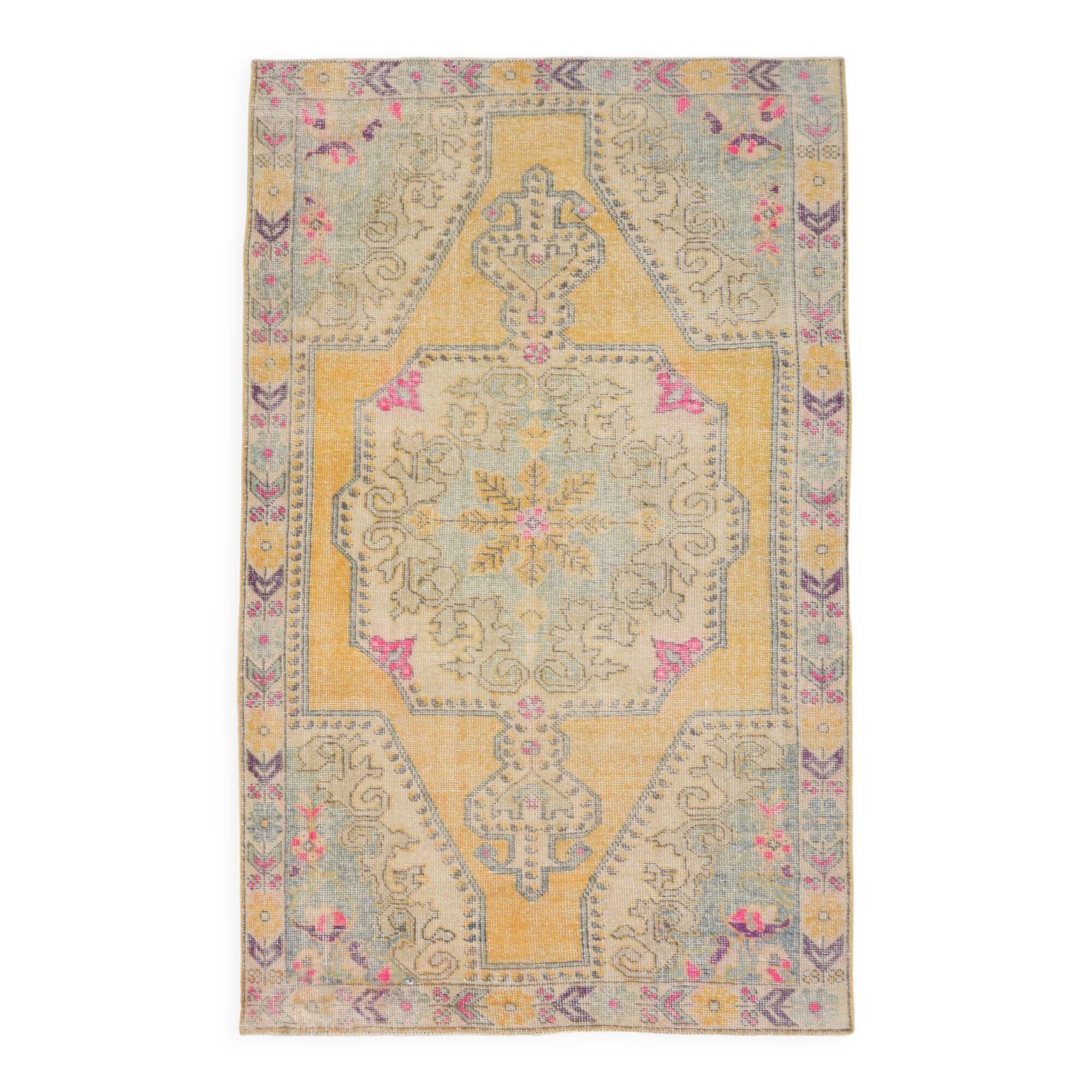 Tapis turc jaune oriental, 137x211cm