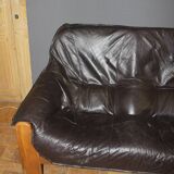 Brutalist Leather Sofa circa 1970