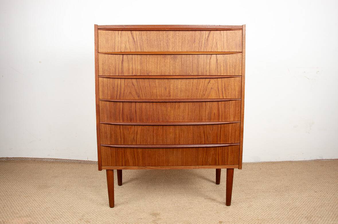 Large chest of drawers, seven-drawer chest, in teak, “Tallboy” model, Denmark 1