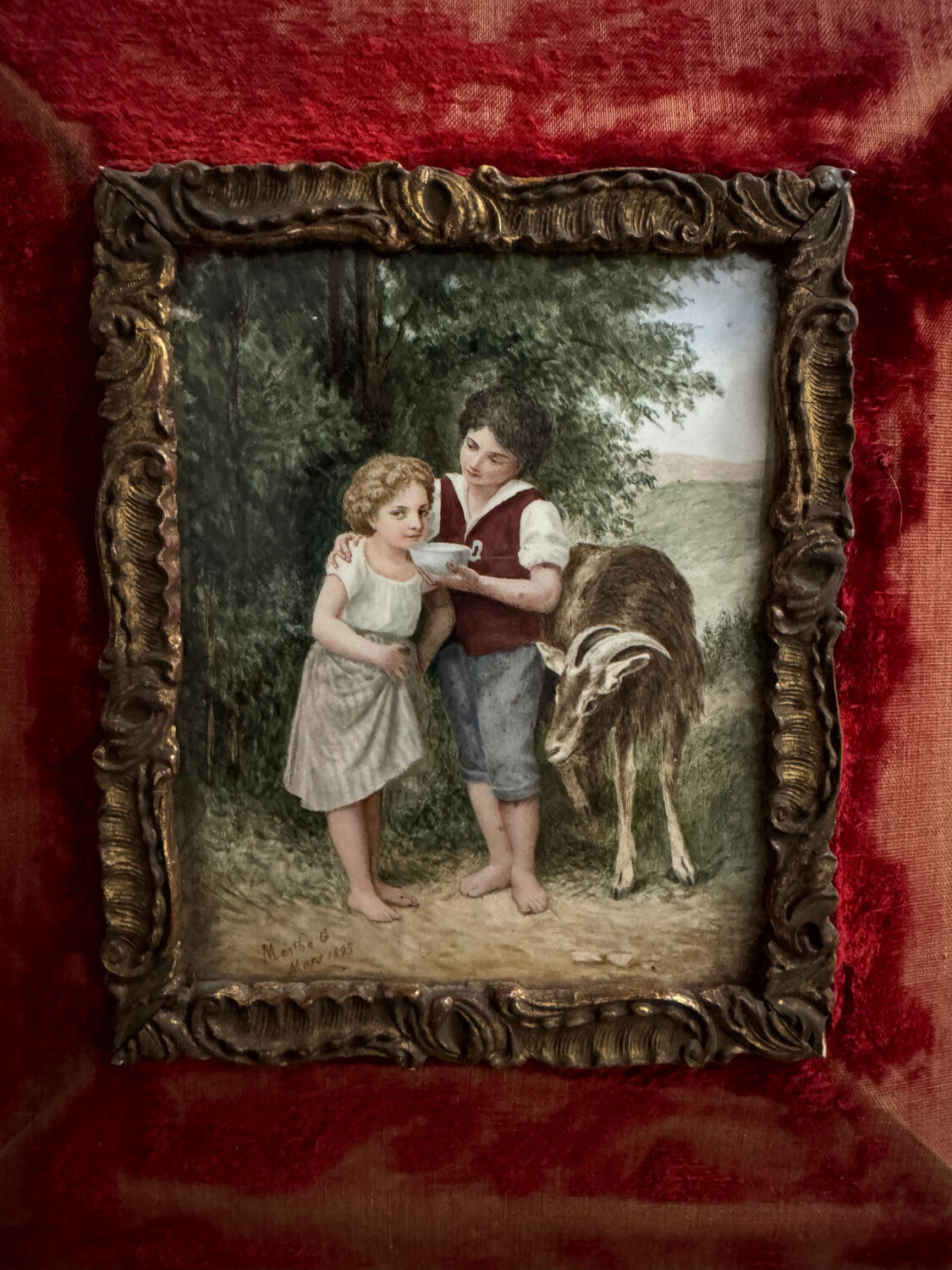 Pastoral scene painting on porcelain, 19th century