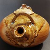 Ceramic 20th century enameled stoneware teapot signature to identify