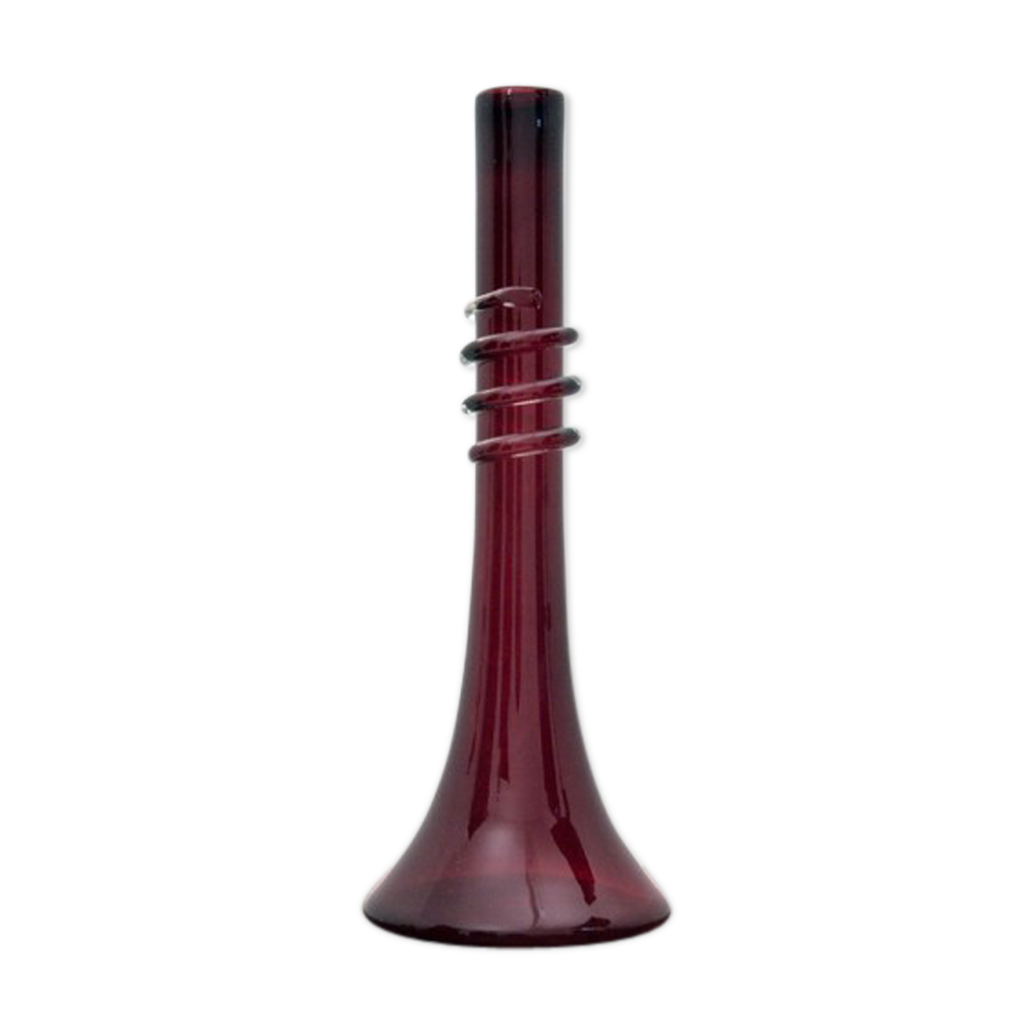 Midcentury Burgundy Glass Vase, Poland, 1960s