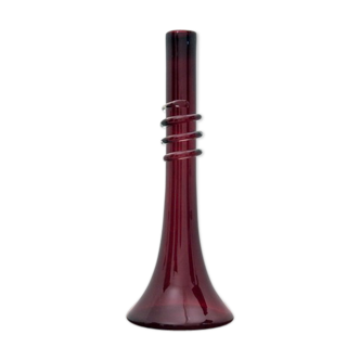 Midcentury Burgundy Glass Vase, Poland, 1960s