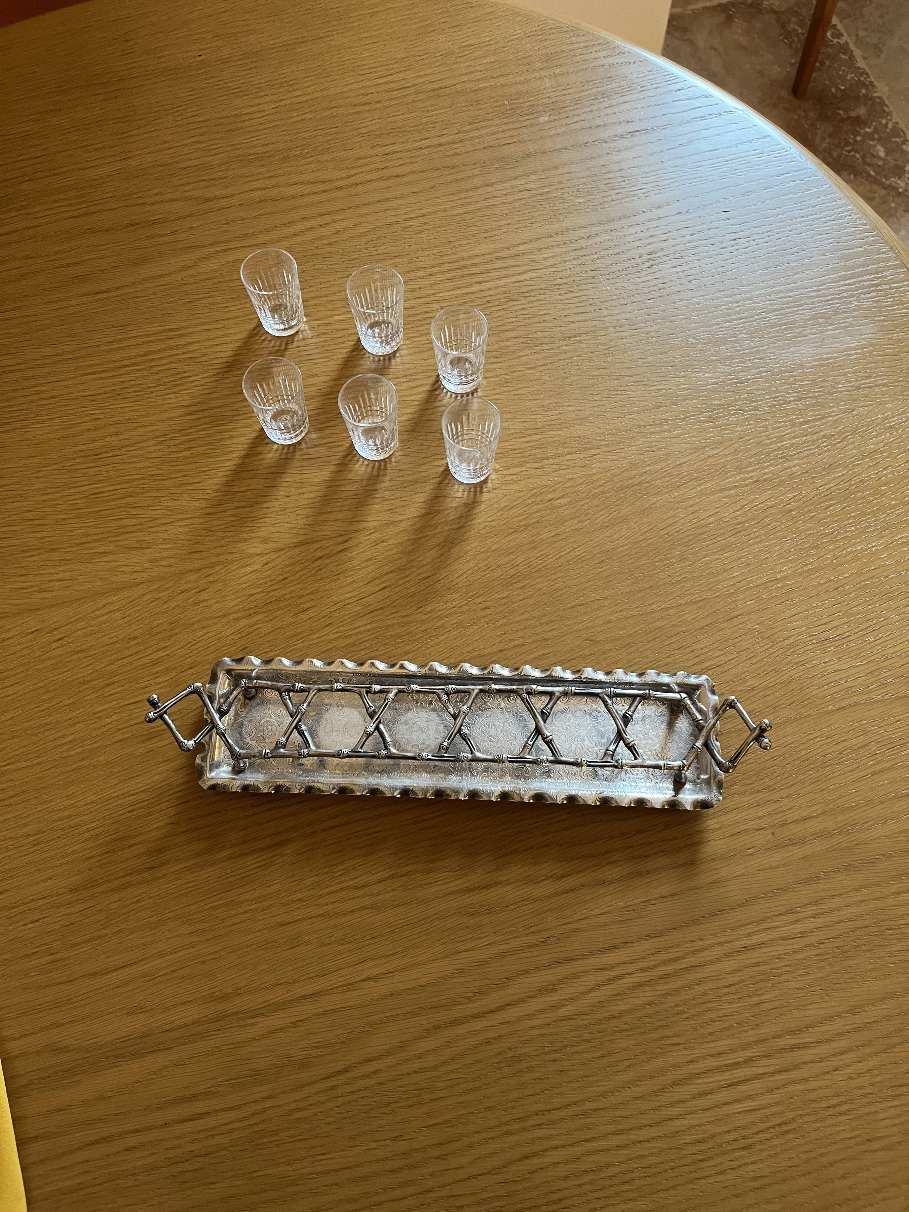 Baccarat liqueur set, glasses, and stand. Rare item.