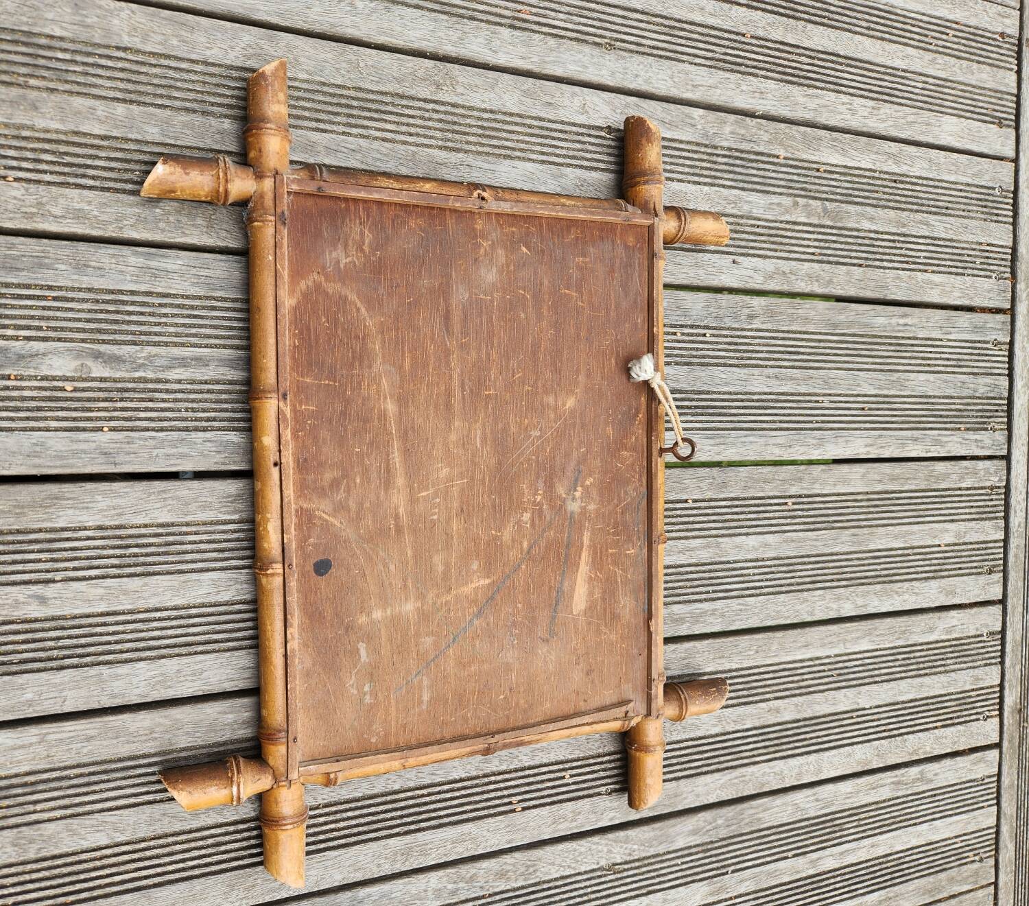 Antique turned wooden mirror