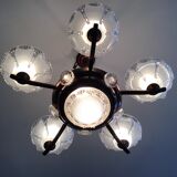 Copper chandelier and Art Deco glass paste Ezan