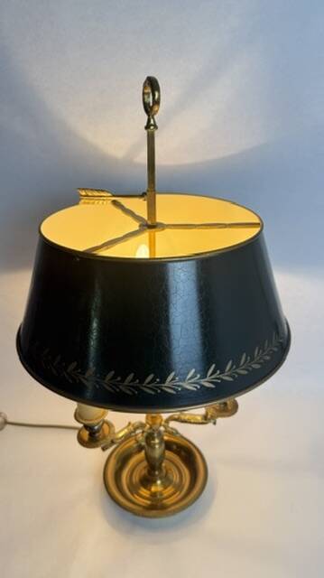 Bronze bouillotte lamp, Empire style, with dimmer switch.